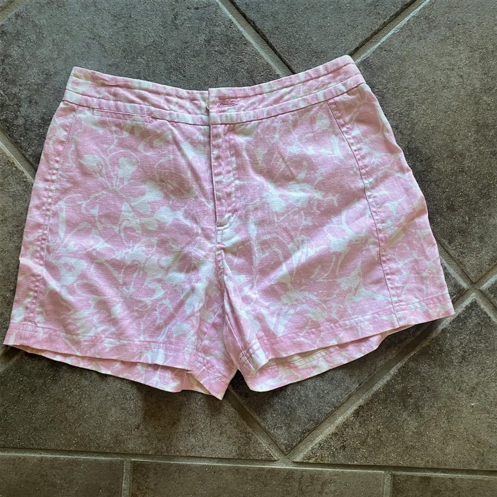 Sigrid Olsen So Blue pink and white linen shorts; Size 2